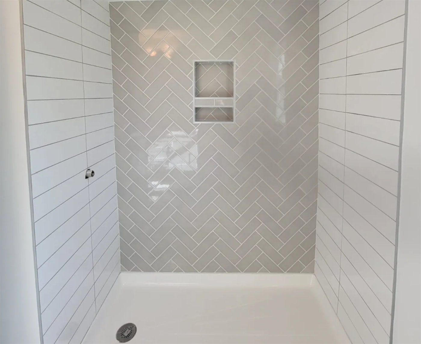 Herringbone tile shower